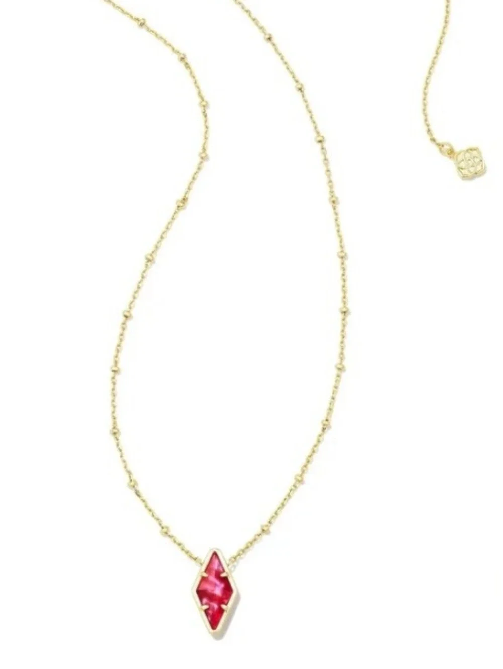 Kendra Scott Gold Necklace with Fuchsia Marquise Stone
